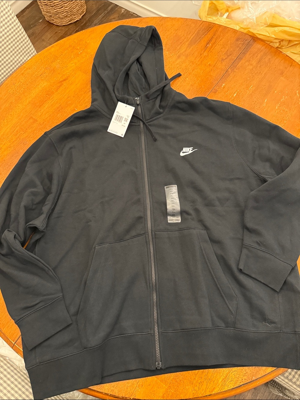 Nike Hoodie Mens xxxl Black Club Fleece Full Zip Sweatshirt Logo BV2645-010